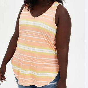 Torrid Striped Tank Top Super Soft Knits Sleeveless V Neck Orange Yellow White